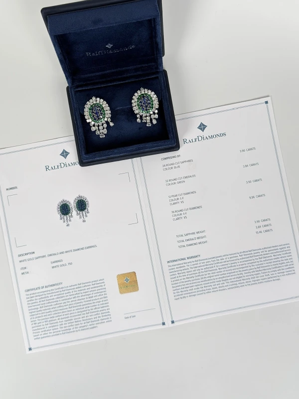 RalfDiamonds SAPPHIRE & EMERALD & DIAMOND EARRINGS RDE2003 6