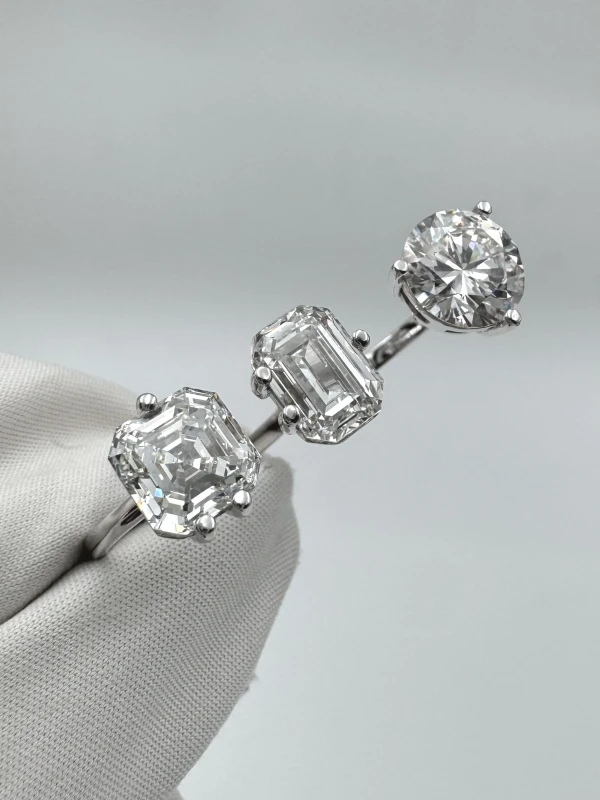 СЕРЬГИ NO NAME DIAMOND RING ROUND DIAMOND 3.05 CT- EMERALD DIAMOND 3.00 CT- ASHER DIAMOND 3.26 CT (SIZE 53) NN DIAMOND RING 3.05-3.00-3.26 CT 2