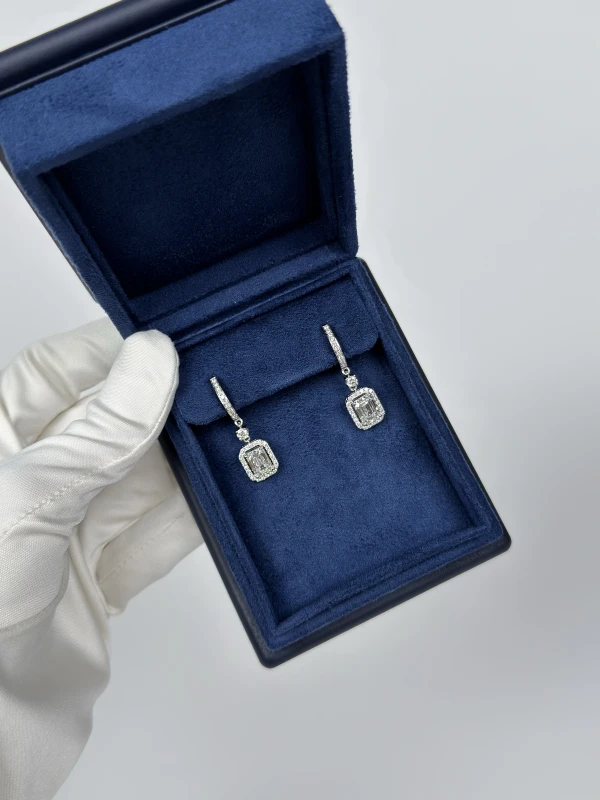 СЕРЬГИ NO NAME EMERALD DIAMOND 2.01 - 2.00 CT F/VS1 EARRINGS (GIA) NN2.01-2.00 5