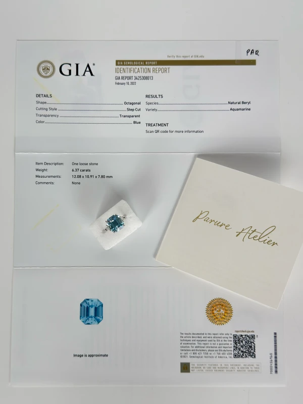 PARURE ATELIER AQUAMARINE 6.37 CT RING (SIZE 56) R3073 4