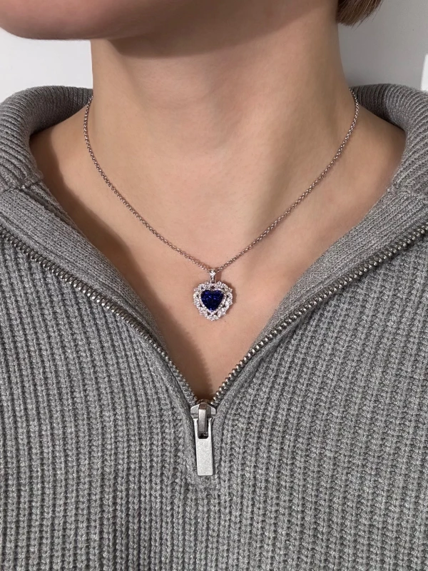 Earrings without a brand SAPPHIRE HEART 5.05 CT PENDANT, ROYAL BLUE NNS5.05 CT 2