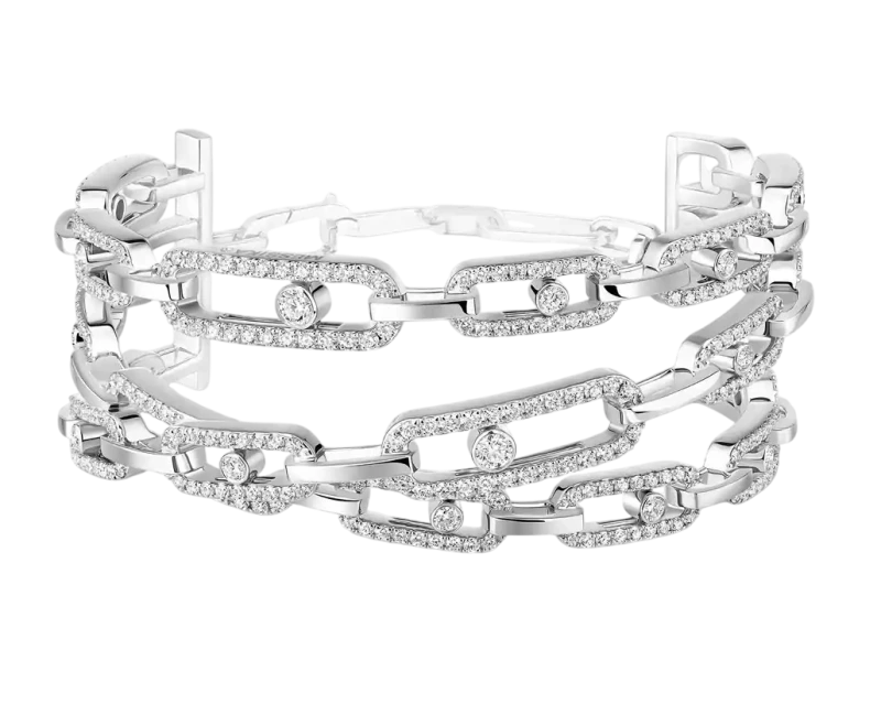 MESSIKA Manchette 3 rangs Move Link Bracelet, White Gold ( SIZE M) 13512-WG-M 1