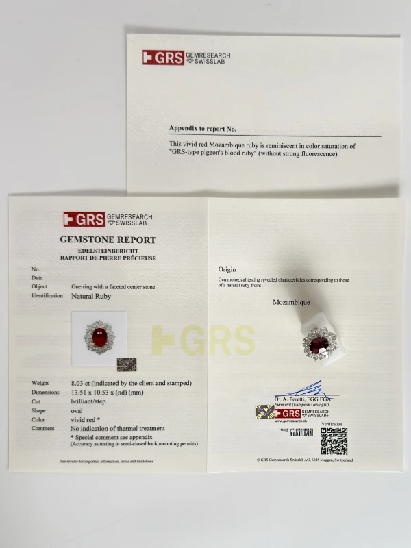 Earrings without a brand OVAL RUBY 8.04 CT PIGEON BLOOD RING (No hited) NN 8.04 RUBY 5