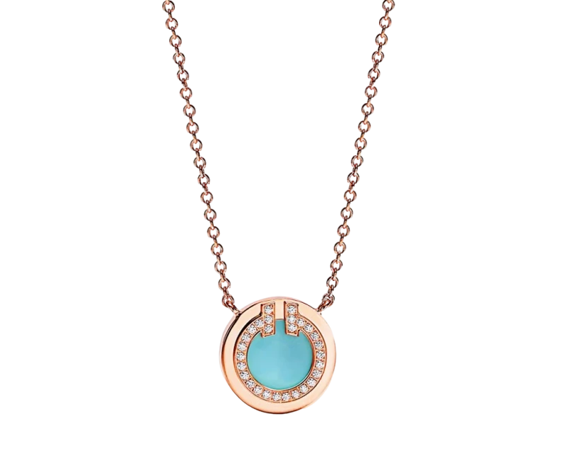 Diamond and Turquoise Circle Pendant