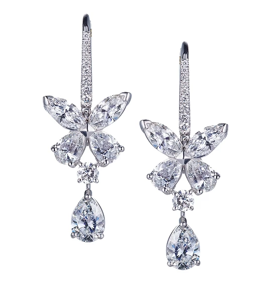 DIAMOND BUTTERFLY EARRINGS ON FRENCH WIRES