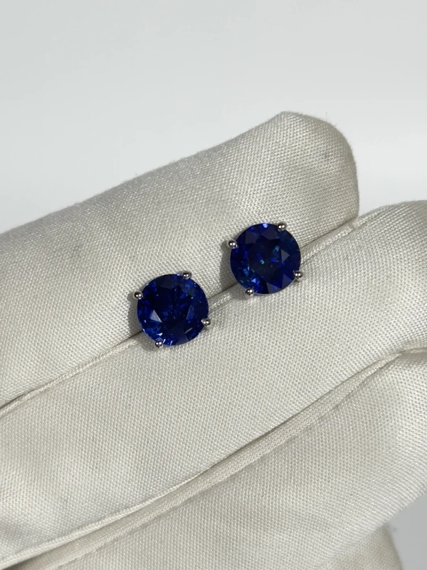 DeRosa SAPPHIRE 3.39 - 2.96 CT ROYAL BLUE EARRINGS (GRS) E395635 3