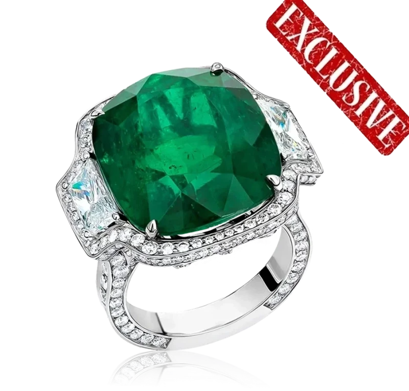 EMERALD 19.29 ct RING (SIZE 53)