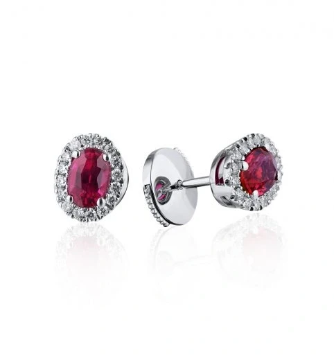 СЕРЬГИ С РУБИНАМИ 1.89 СТ И БРИЛЛИАНТАМИ 0.29 СТ