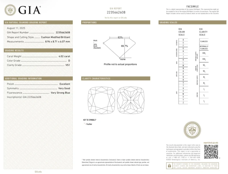 No name CUSHION DIAMOND 4.02 CT D/VS1 RING (GIA) nn4.02ctD/VS1 2
