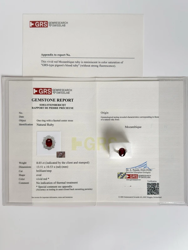 DeRosa MOZAMBIQUE RUBY 8.03 CT PIGEON BLOOD RING (No hited) R778090 5