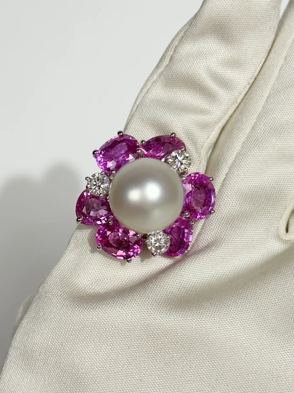 ADLER. PEARL & PINK SAPPHIRE, DIAMOND SET 69802/69805 5