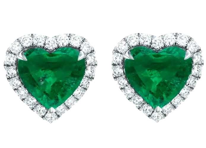 No name COLOMBIA HEART EMERALD 4.61 - 3.89 CT MUZO GREEN EARRINGS (GRS) NN4.61-3.89 1
