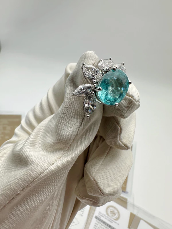 СЕРЬГИ NO NAME DIAMOND 4.68 CT AND PARAIBA  TOURMALINE 14.21 CT EARRINGS Paraiba earrings 14.21 ct 1