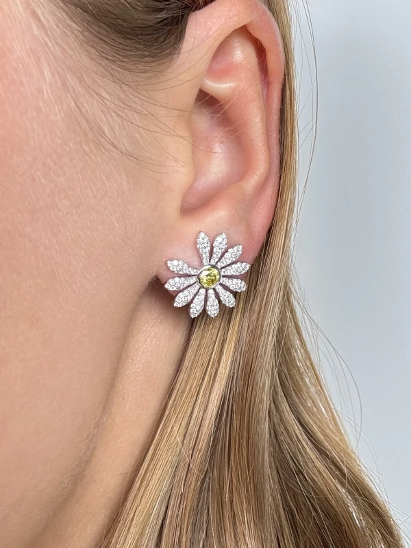 Jacob & Co Jacob & Co. X PEACEMINUSONE Yellow Diamond And Pavé Earrings ER-GG-WG 4