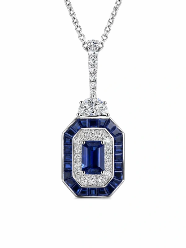 SAPPHIRE 1.30 CT & DIAMONDS PENDANT