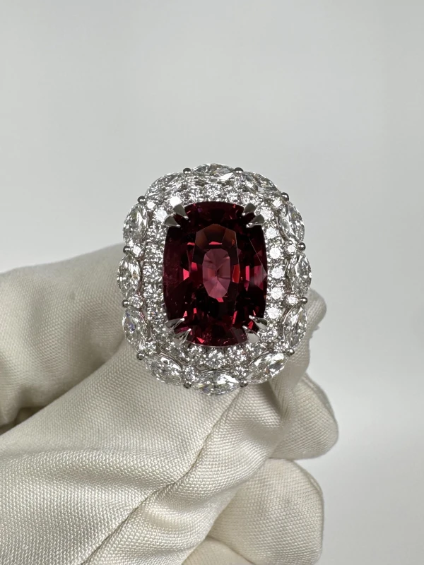 Earrings without a brand Burma Spinel 8.44 ct Orangy - Red Ring (No hited) GRS NN8.44 2