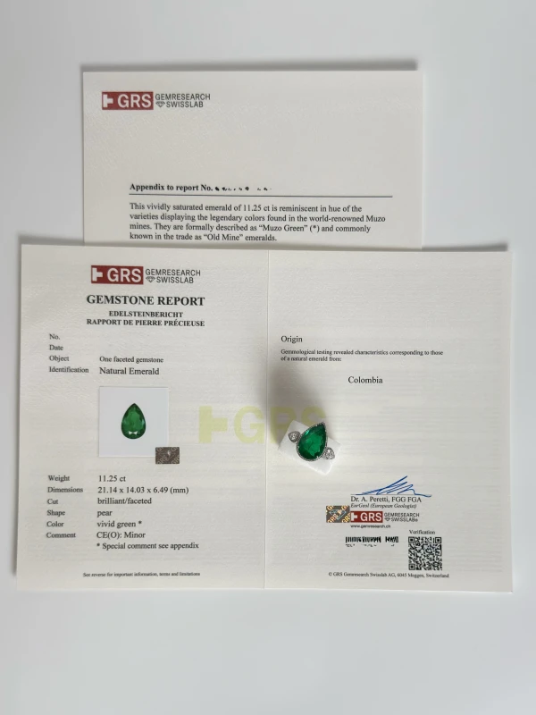 СЕРЬГИ NO NAME COLOMBIA EMERALD 21.14 CT MUZO GREEN RING (GRS) NN21.14 5