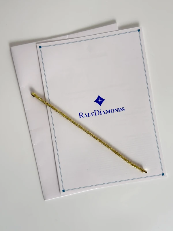 RalfDiamonds CUSHION DIAMOND 15.21 CT FANCY LIGHT YELLOW/VS BRACELET RD15.21ct FLY/VS+ 5