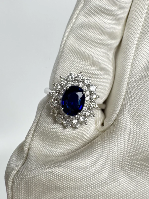 No name OVAL SAPPHIRE 1.58 CT ROYAL BLUE RING (SIZE 52) SAP 1.58CT 3