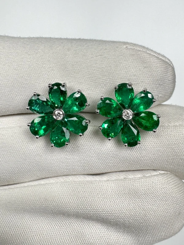 DeRosa FLOWER EMERALD 4.58 CT "VIVID GREEN" EARRINGS E122993 3