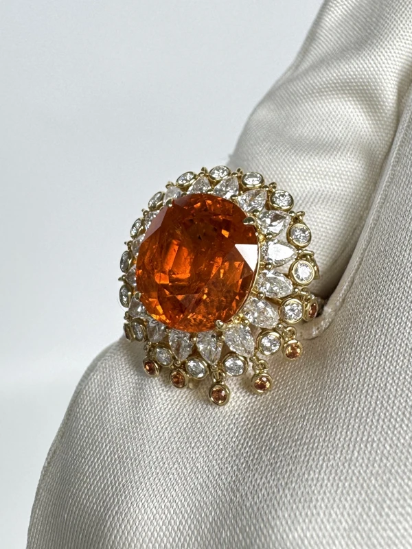 Earrings without a brand NATURALE SPESSARTITE GARNET 9.59 CT RING (SIZR 54) NN9.59CT 5