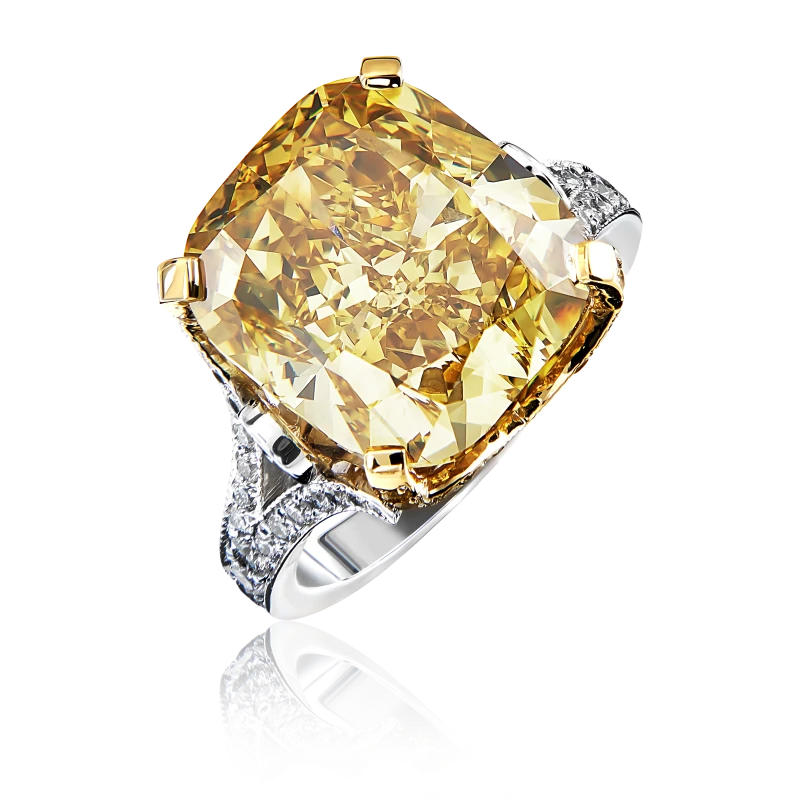 RADIANT DIAMOND 12.41 CT FANCY DEEP BROWNISH YELLOW/VS2 RING (GIA)