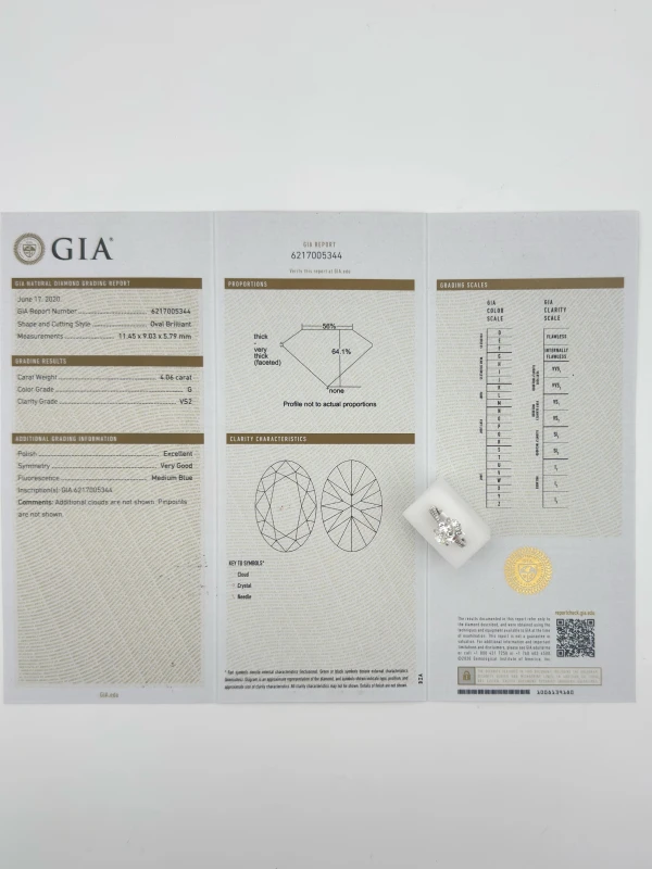No name OVAL DIAMOND RING 4.06ct G/VS2 GIA NN4.06ct G/VS2 GIA 5