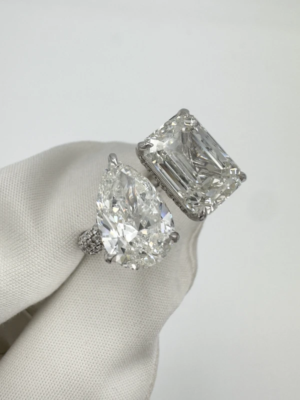Earrings without a brand EMERALD DIAMOND 5.01 CT & PEAR DIAMOND 3.01 CT RING (GIA) NN5.01-3.01 4