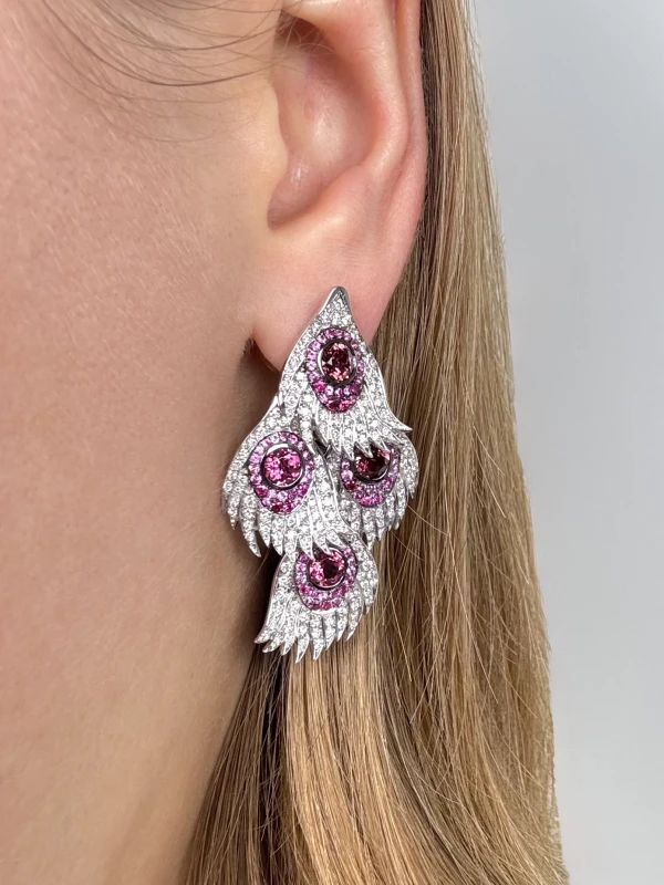 Carrera y Carrera PEACOCK EARRINGS RUBY peacock075 2