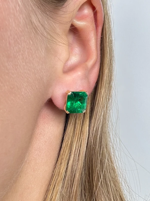 DeRosa EMERALD 4.67-4.20 CT VIVID GREEN EARRINGS E726258 2