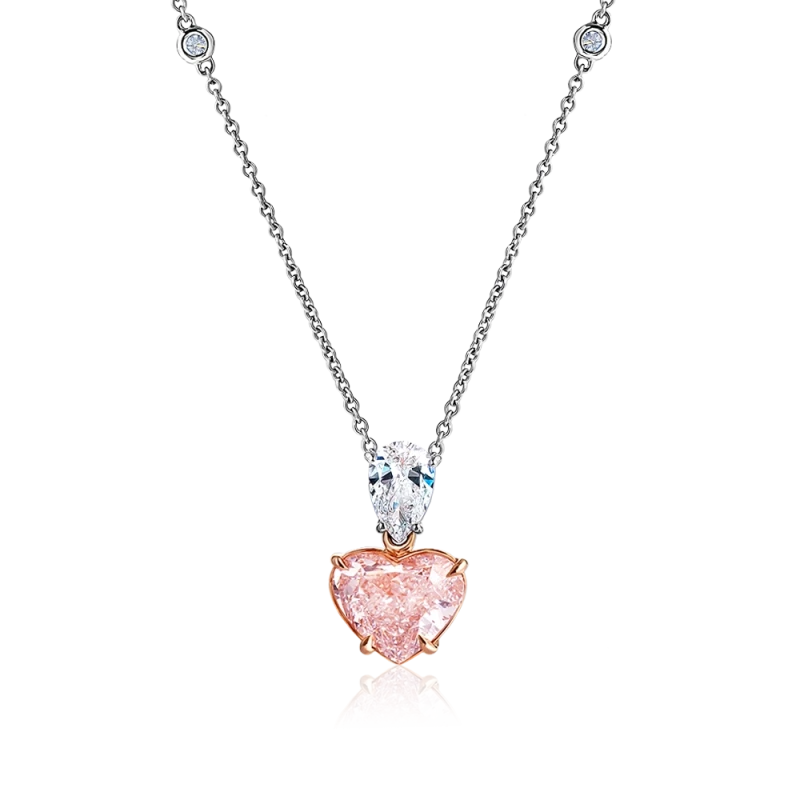 No name HEART DIAMOND PENDANT 5.00 CT VERY LIGHT PINK/VS1 (GIA) PINK HEART 5.00 CT