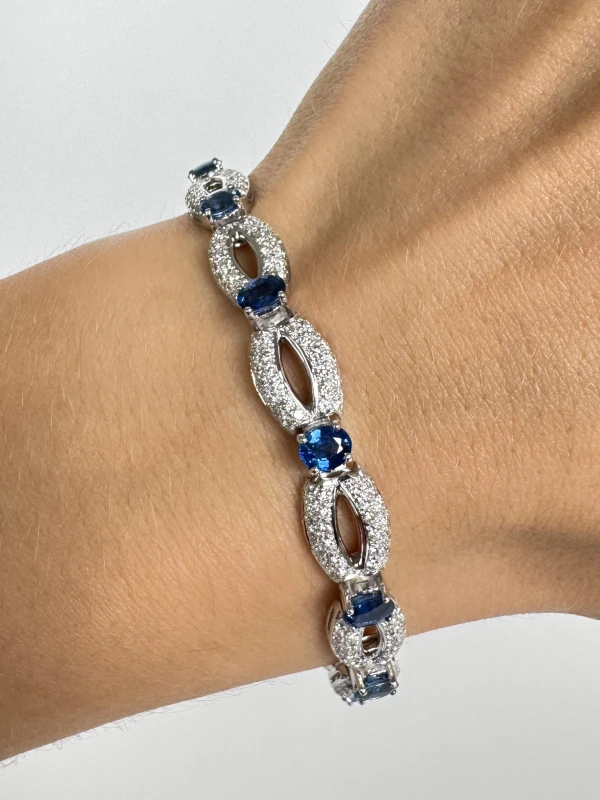 RalfDiamonds OVAL SAPPHIRE 5.55 CT & DIA 1.90 C BRACELEN (SIZE M) RFD 5.55 CT 4