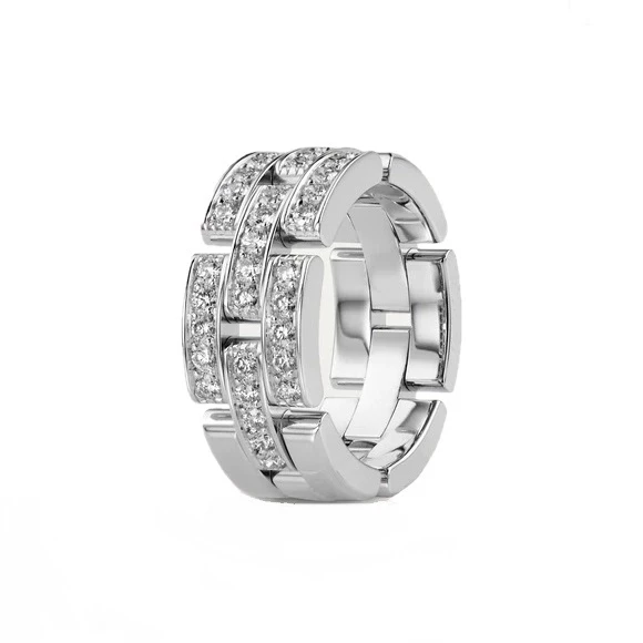 MAILLON PANTHERE 3 HALF DIAMOND PAVED WHITE GOLD RING