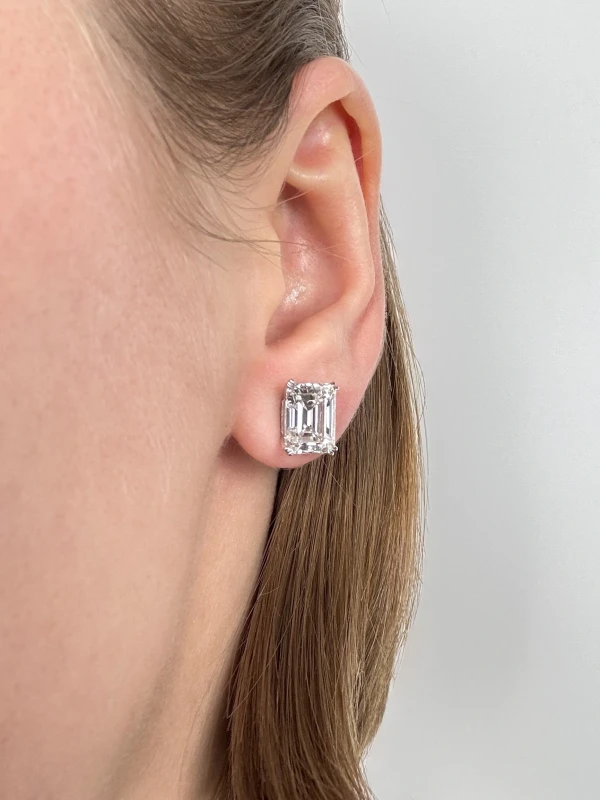 No name EMERALD DIAMOND 3.51 - 3.53 CT E/VS1 EARRINGS (GIA) NN3.51-3.53 4