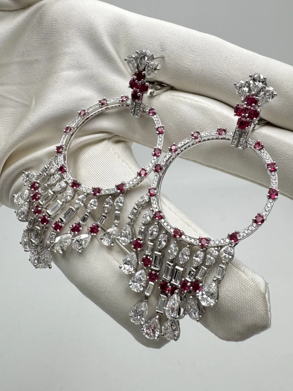 GRAFF GYPSY DIAMOND 11.84 CT & RUBY 4.51 CT EARRINGS RGE11.84 5