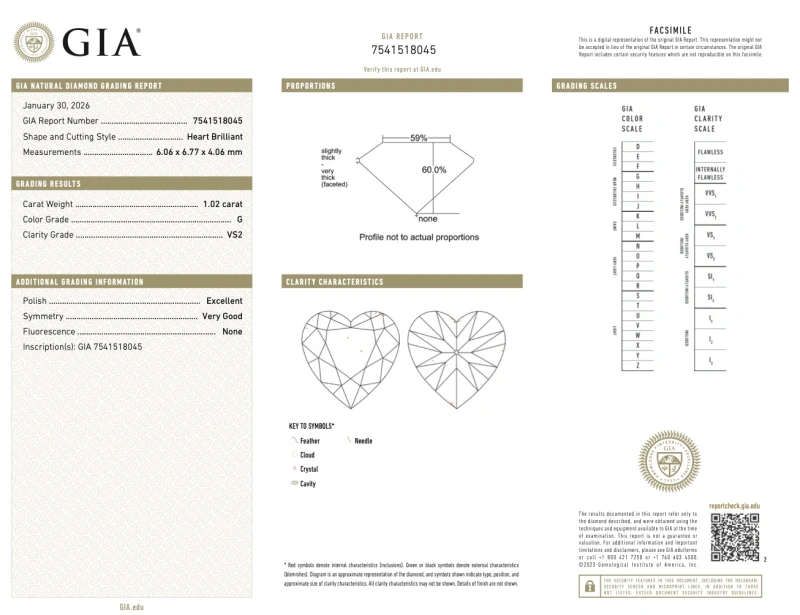 Earrings without a brand HEART DIAMOND 1.00-1.02 CT G/VS2 EARRINGS (GIA) NN1.00-1.02CT G/VS2 3