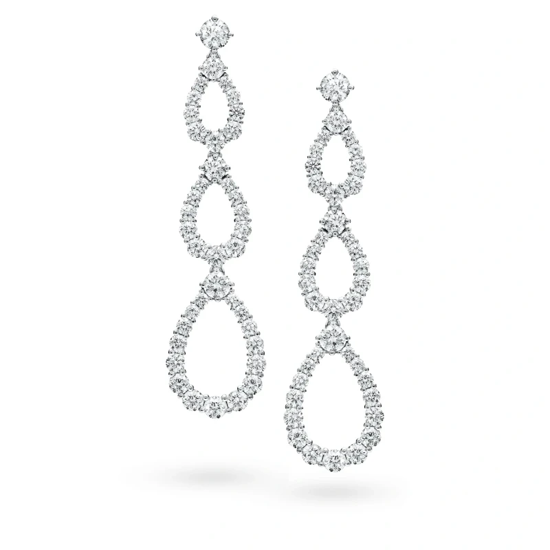 Diamond Loop Triple Diamond Loop Diamond Earrings