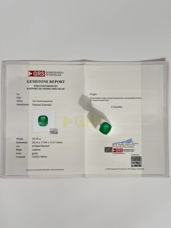 Earrings without a brand COLOMBIA EMERALD GREEN 29.59 CT RING (GRS) nn29.59 5