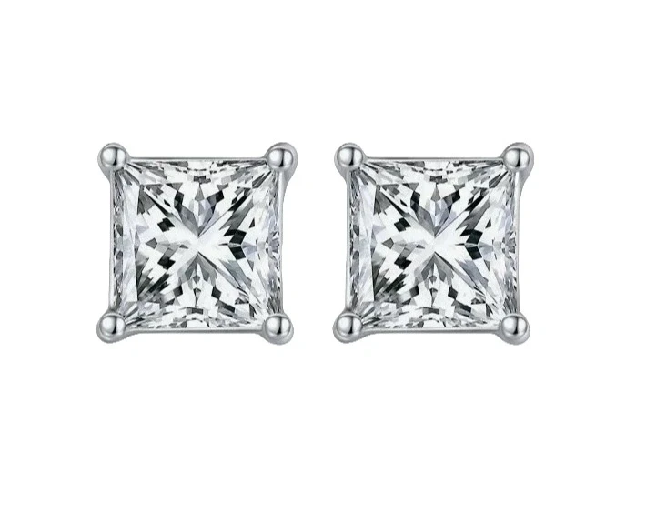 Earrings without a brand SQUARE MODIFIED BRILLIANT 3.01-3.02 CT F/VS1 EARRINGS (GIA) nn3.01-3.02 F/VS1 1
