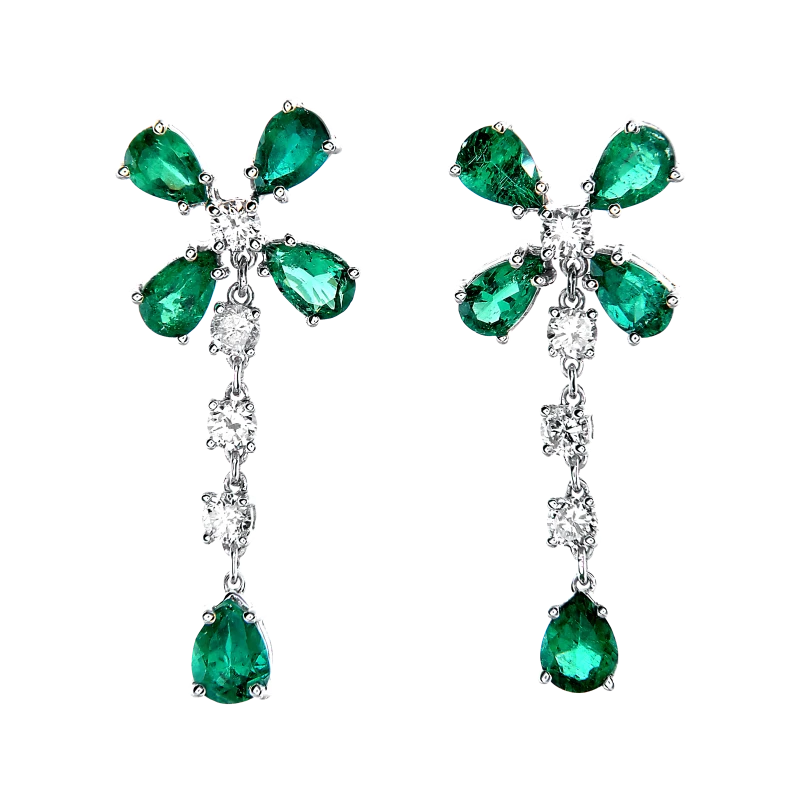 Earrings without a brand DIAMOND&EMERALD EARRINGS NN.E&D 1