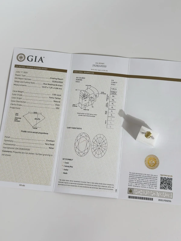 No name OVAL DIAMOND 3.00 FANCY YELLOW/VS2 RING (GIA) NN3.00FY/VS 4