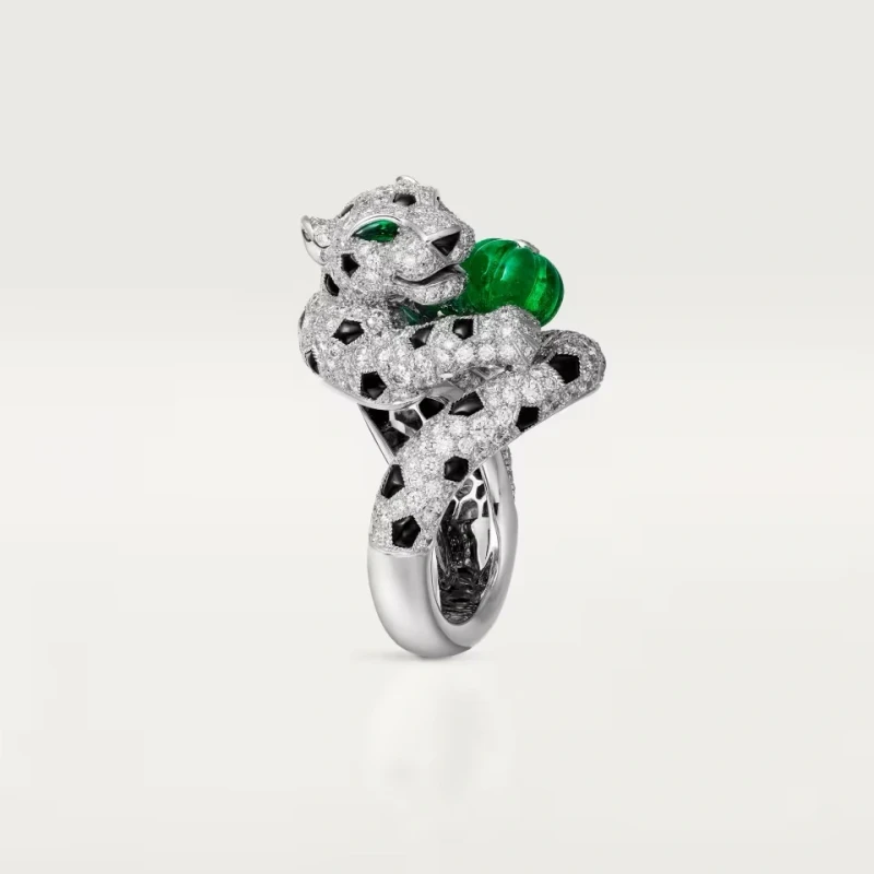 Cartier PANTHÈRE DE CARTIER RING, MELON-CUT EMERALD, PAVED (SIZE 55) H4384255 6