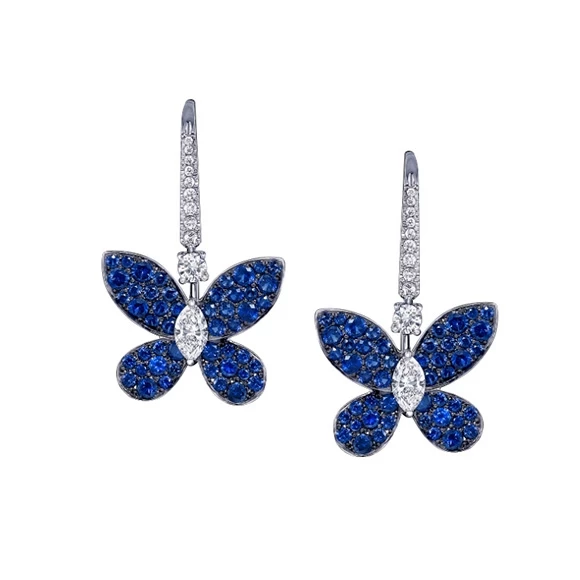 PAVE BUTTERFLY, SAPPHIRE, WHITE GOLD