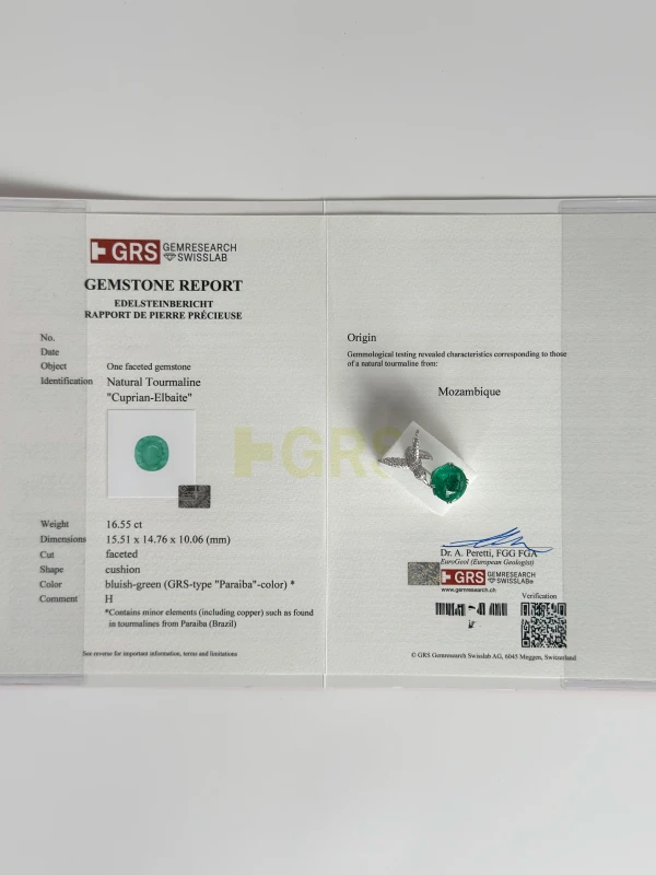 СЕРЬГИ NO NAME PARAIBA TOURMALINE 16.55 CT RING, MOZAMBIQUE ( GRS ) NN16.55 7