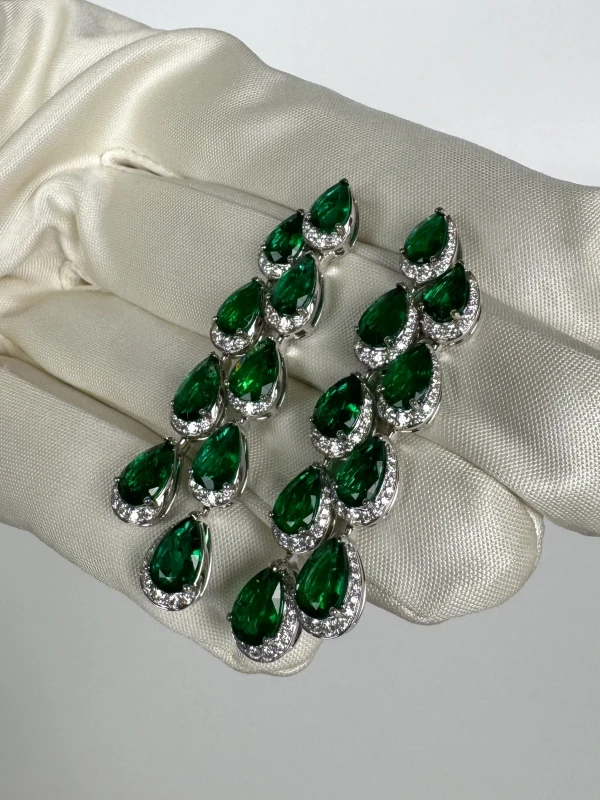 СЕРЬГИ NO NAME PEARS EMERALD 10.65 CT VIVID TO INTENSE GREEN EARRINGS (ZAMBIA) EM10.65CT 5