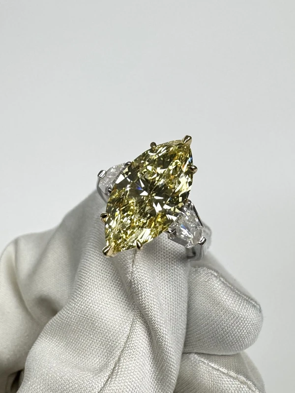 СЕРЬГИ NO NAME MARQUISE 5.03 CT FANCY LIGHT YELLOW/VS1 RING NN5.03CT 4