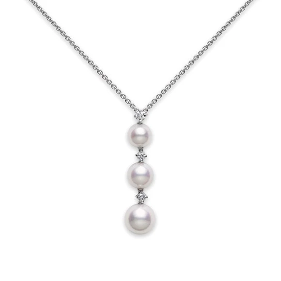 Three Pearl Drop Akoya Cultured Pearl Pendant