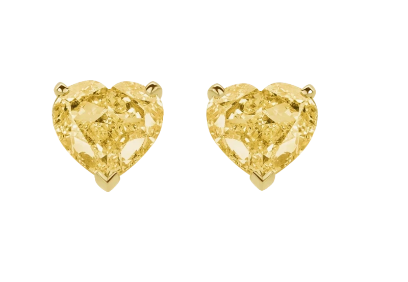 HEART DIAMOND ERRING, YELLOW GOLD