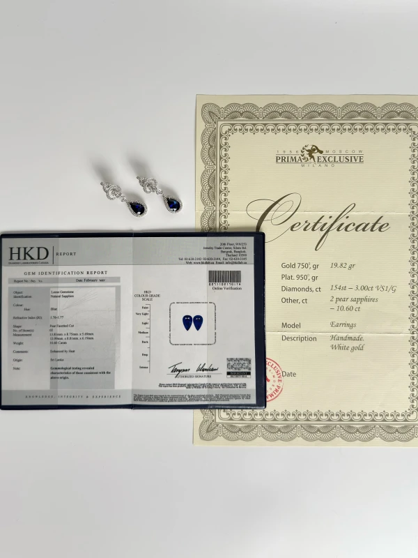SAPPHIRE PEAR 10.60 CT BLUE EARRINGS (SRI LANKA) SAP 10.60 CT 6