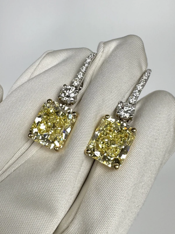 СЕРЬГИ NO NAME DIAMONDS 7.11 -7.18 CT FANCY YELLOW/VS1-VS2 EARRINGS (GIA) 7.11 -7.18 CT FANCY YELLOW/VS 8